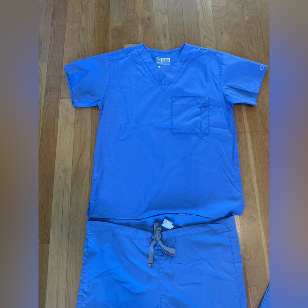 WonderWink WonderWORK Scrub Set - Ceil Blue - XXS Top / XS Tall Pants - Picture 5 of 10